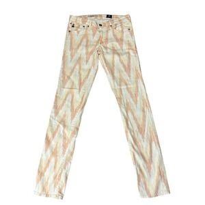 Adriano Goldschmied The Stilt Cigarette Leg Jeans Orange/White Chevron Size 26R